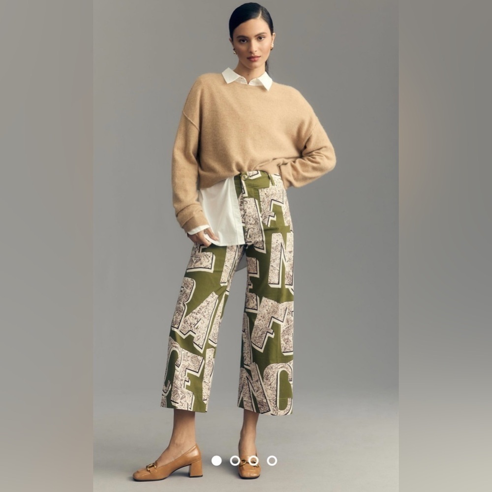 NWT Size 27P - Maeve The Colette Cropped Wide-leg Pant dark green